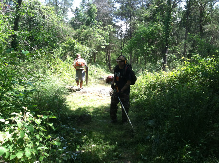 SVBC volunteers Tom Cooper and Jonus Zimmerman working on a hot Saturday!