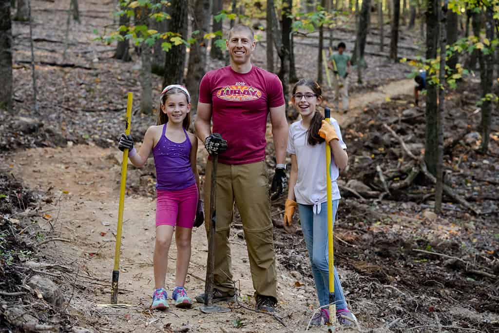 Family Doing Trail Work